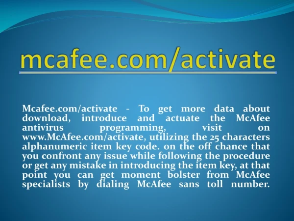 MCAFEE.COM/ACTIVATE- MCAFEE ANTIVIRUS PRODUCT KEY