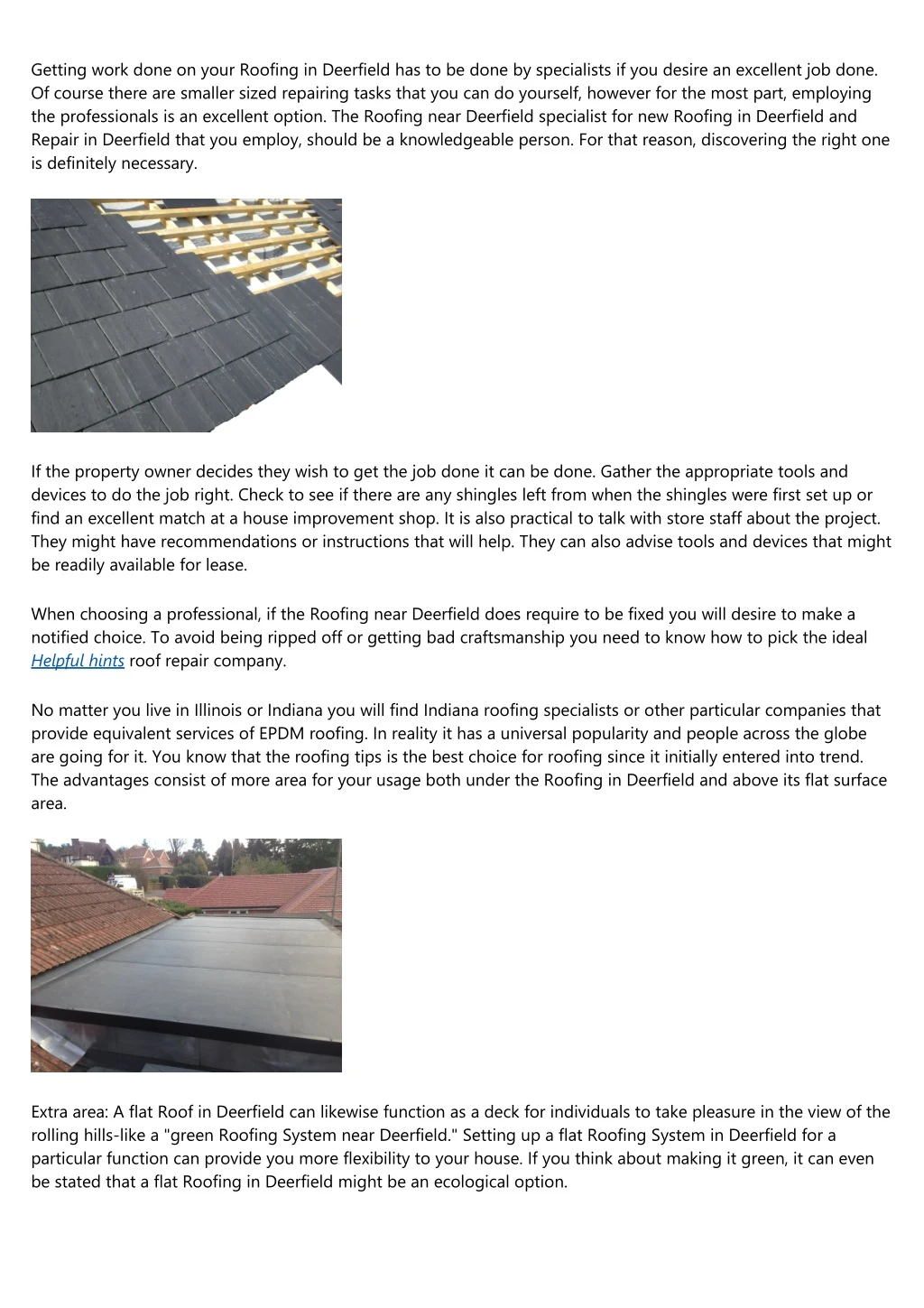 getting work done on your roofing in deerfield