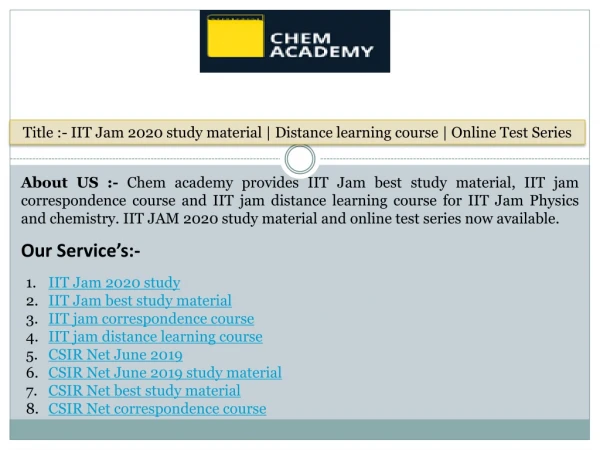 IIT Jam 2020 study material | Distance learning course | Online Test Series