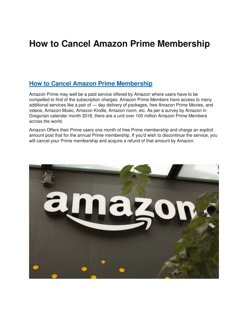 how to cancel amazon prime membership