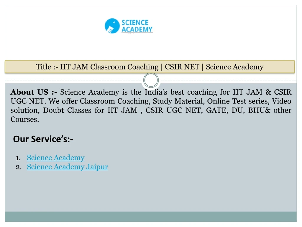 title iit jam classroom coaching csir net science