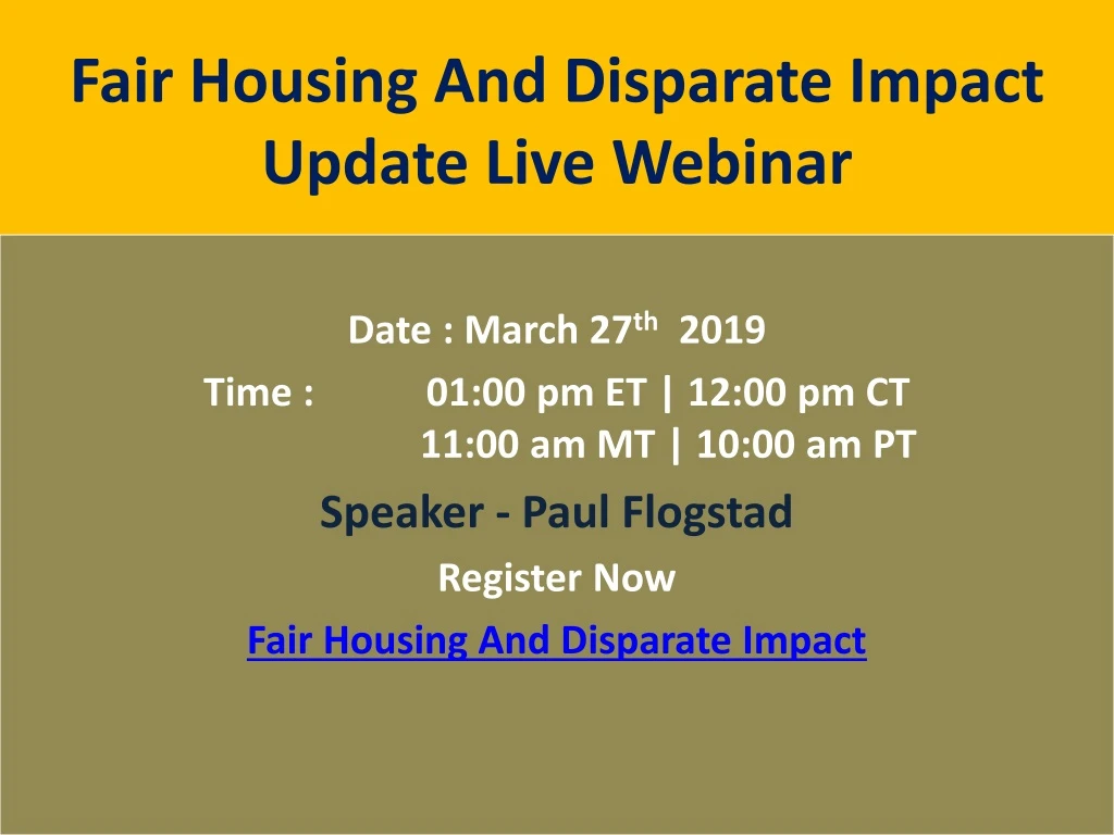 fair housing and disparate impact update live webinar