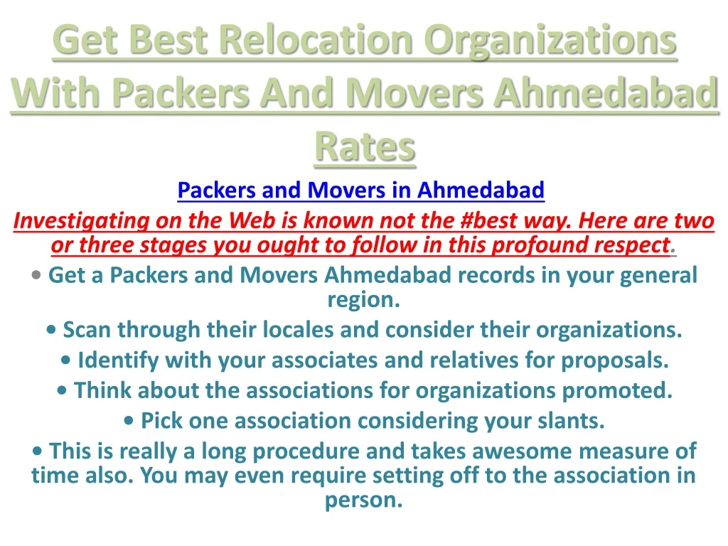 get best relocation organizations with packers and movers ahmedabad rates