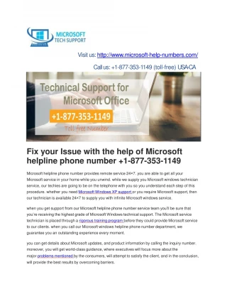 Microsoft helpline phone number 1-877-353-1149 Microsoft support phone number - slide 1