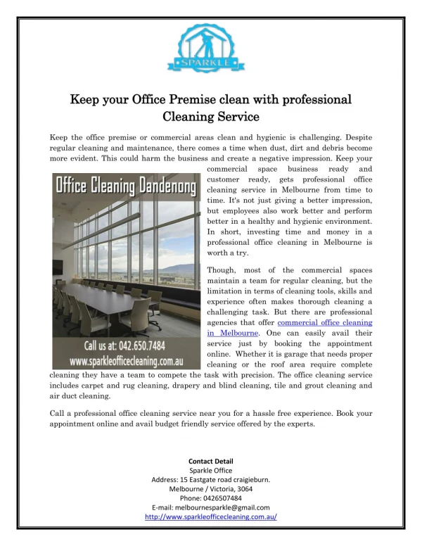 Keep your Office Premise clean with professional Cleaning Service