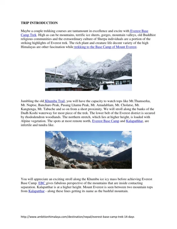 Everest Base Camp Trek - 14 Days | Ambition Himalaya
