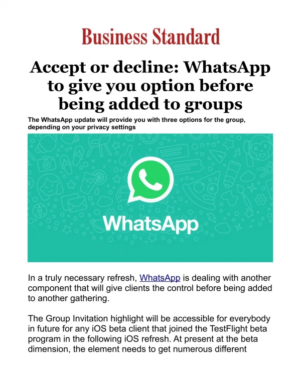 accept or decline whatsapp to give you option