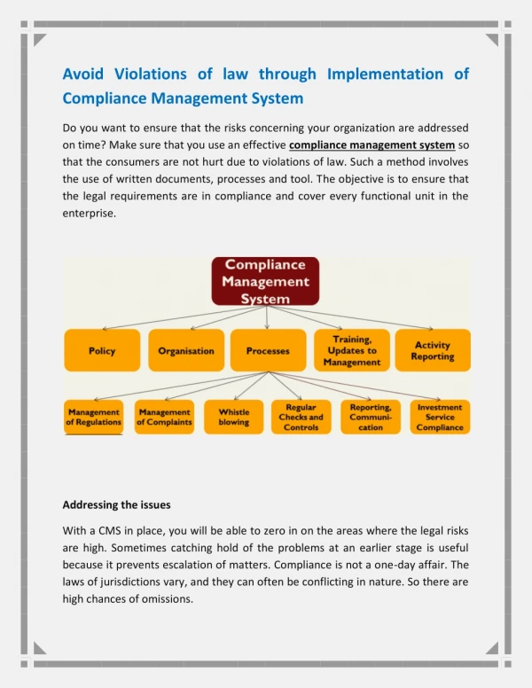 Avoid Violations Of law Through Implementation Of Compliance Management System