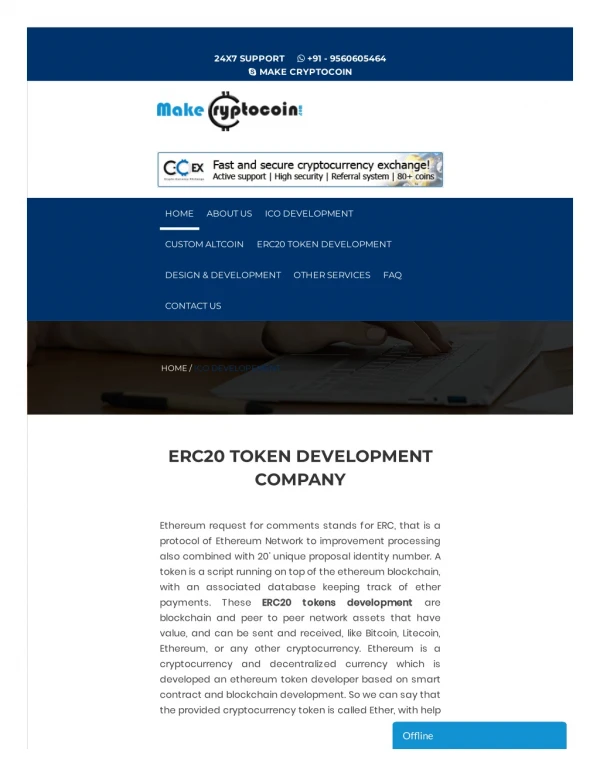 ERC20 Token Development - Ethereum token developer | Makecryptocoin