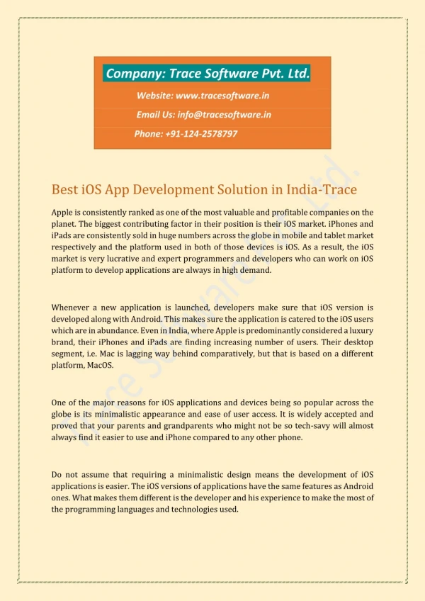 Best iOS App Development Solution in India-Trace Software