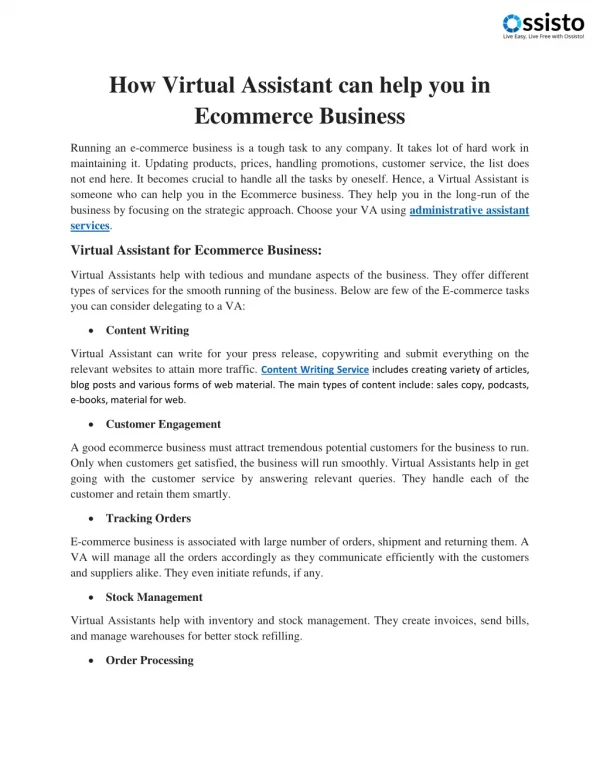 How Virtual Assistant can help you in Ecommerce Business