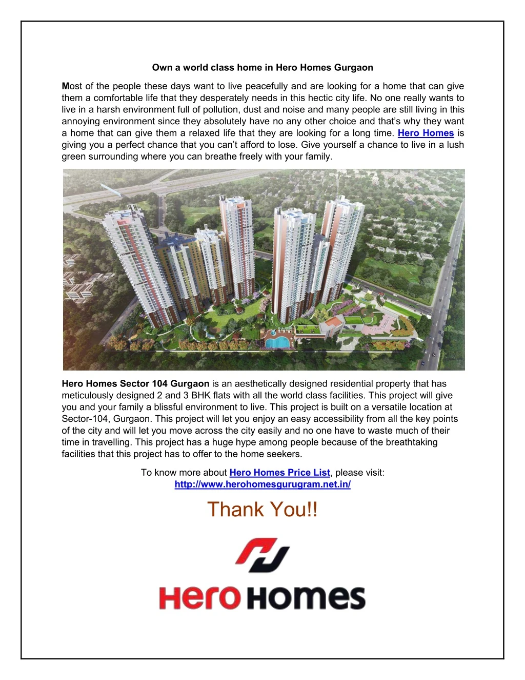 own a world class home in hero homes gurgaon