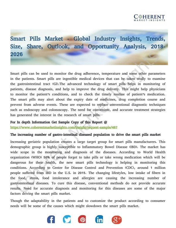 Smart Pills Market - Trends, Size, Share, Outlook, and Opportunity Analysis, 2018-2026