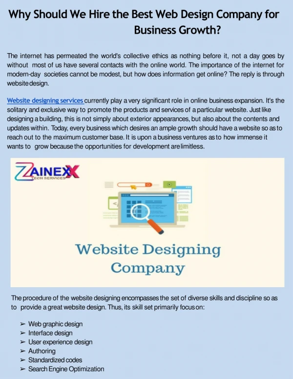 Best Web Design Company | Zainexx Technologies