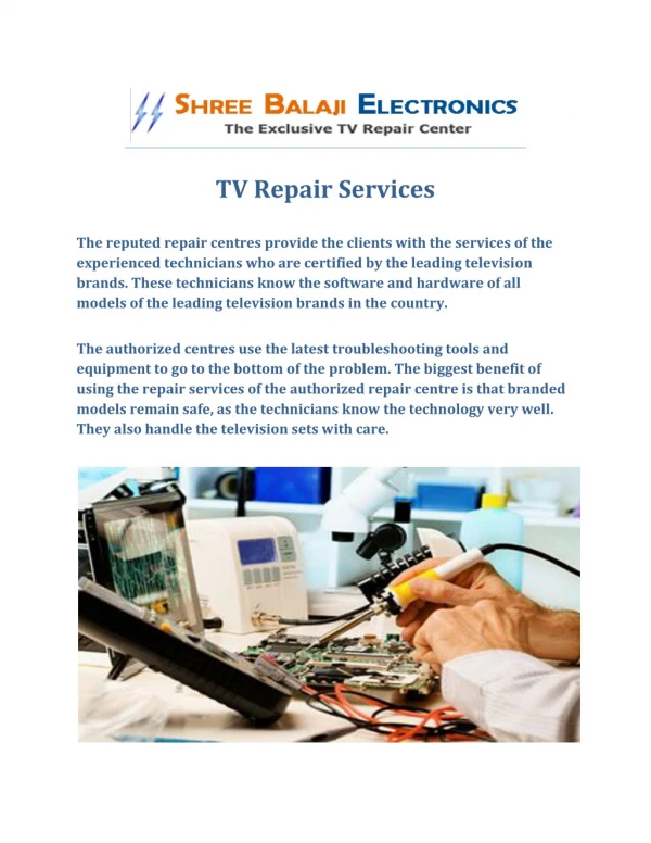 TV Repair Services in Noida