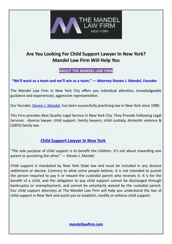 Child Support Lawyer In New York