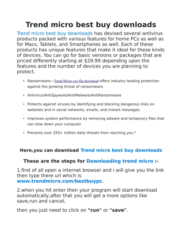 Trend Micro Best Buy Downloads