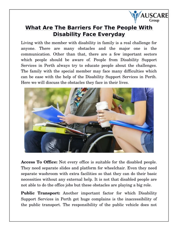What Are The Barriers For The People With Disability Face Everyday
