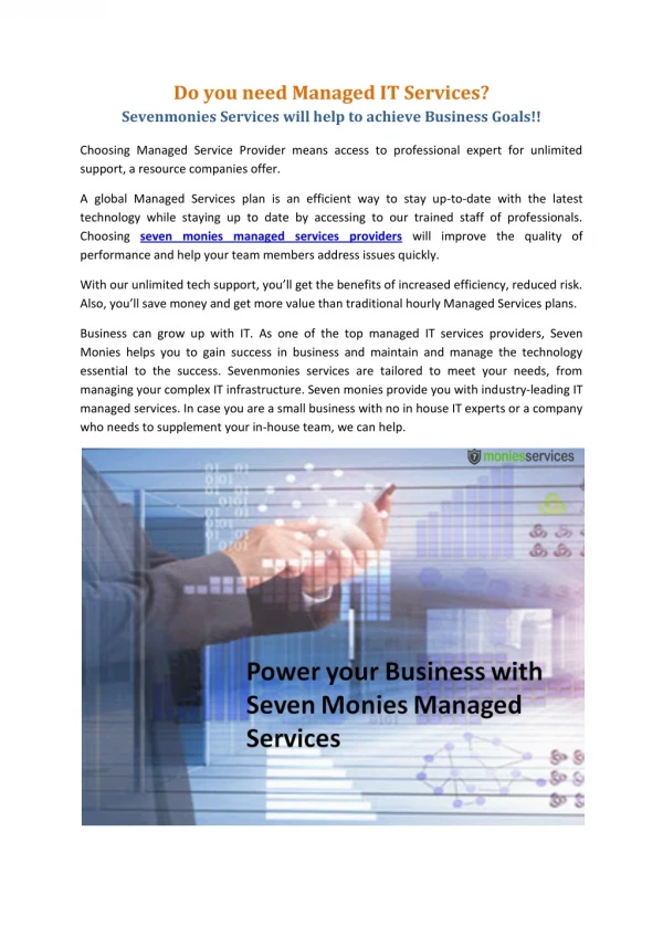 Sevenmonies Services will help to achieve Business Goals!!