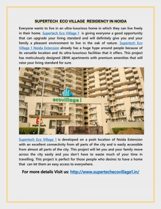 Supertech Eco Village 1 Residency in Noida Extension - slide 1
