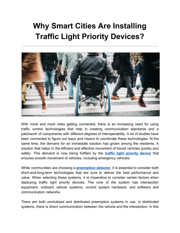 Why Smart Cities Are Installing Traffic Light Priority Devices?