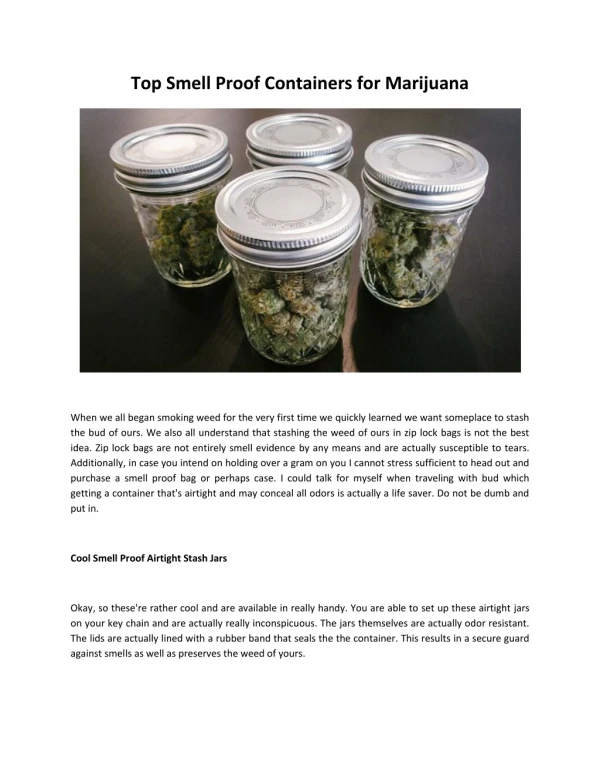 Smell Proof Containers For Weed