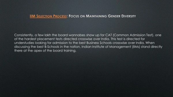 IIM Selection Process