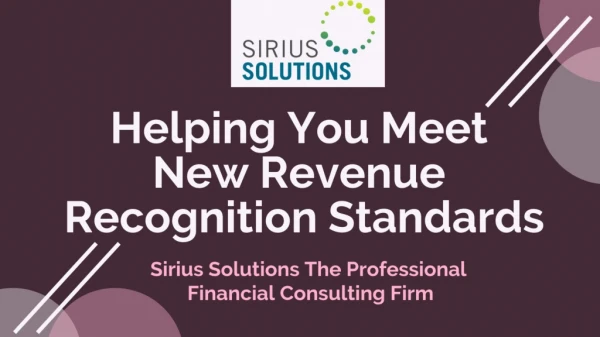 What are the New Revenue Recognition Standard for Business? | Sirius Solutions