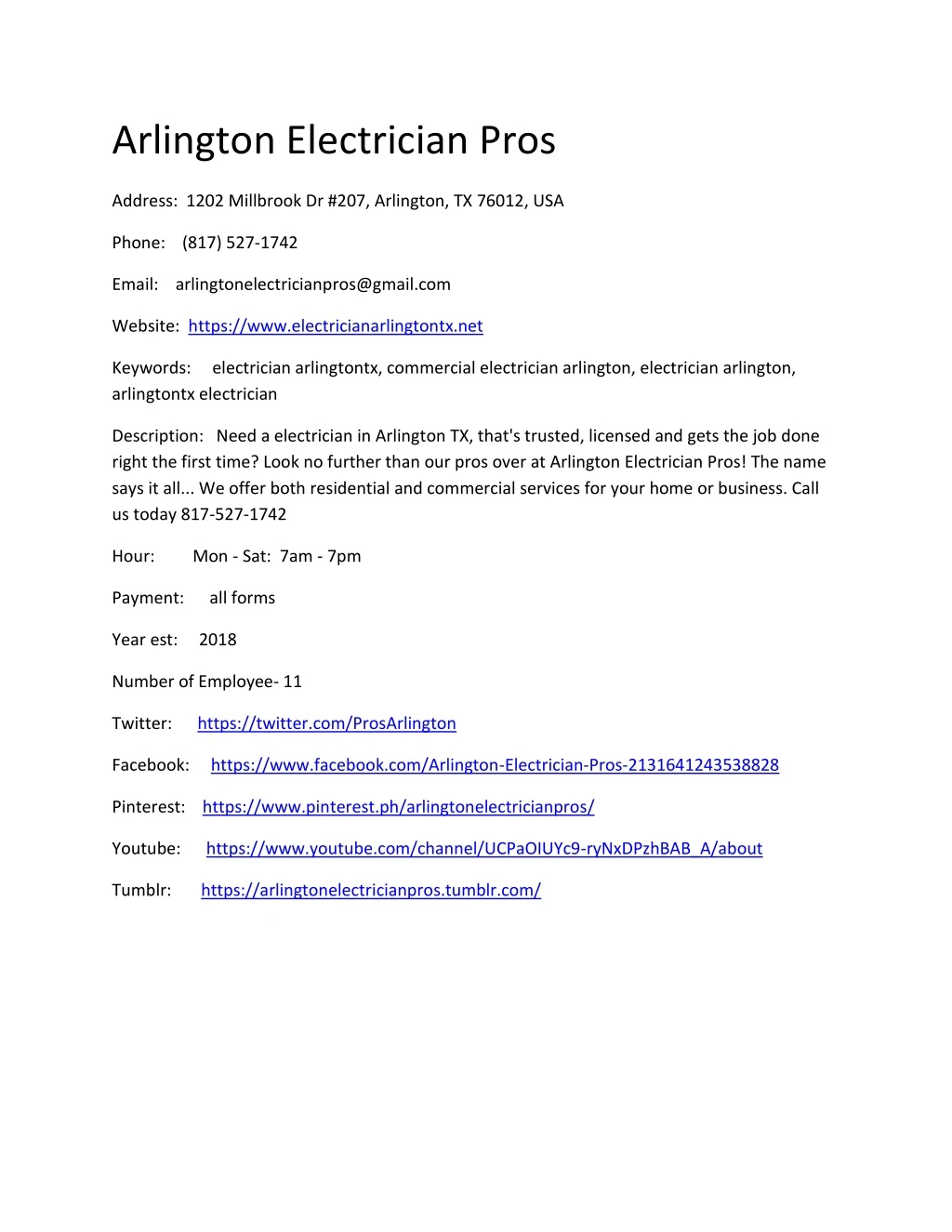 arlington electrician pros