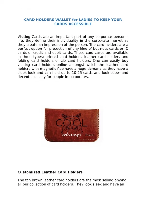 Designer Credit Card Wallet Leather