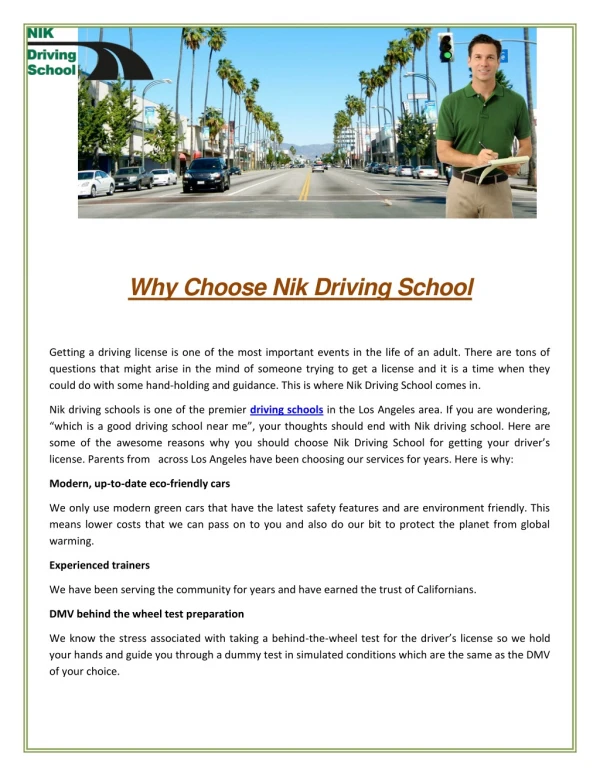 Behind The Wheel Driving School