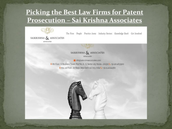 Picking the Best Law Firms for Patent Prosecution – Sai Krishna Associates