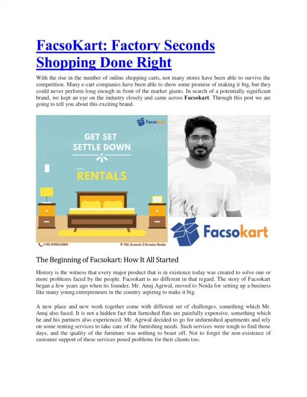 FacsoKart: Factory Seconds Shopping Done Right
