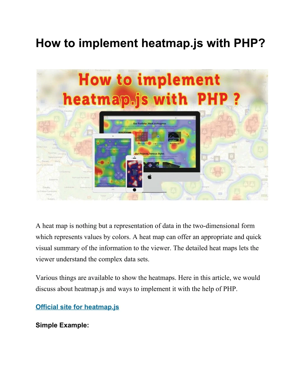 how to implement heatmap js with php