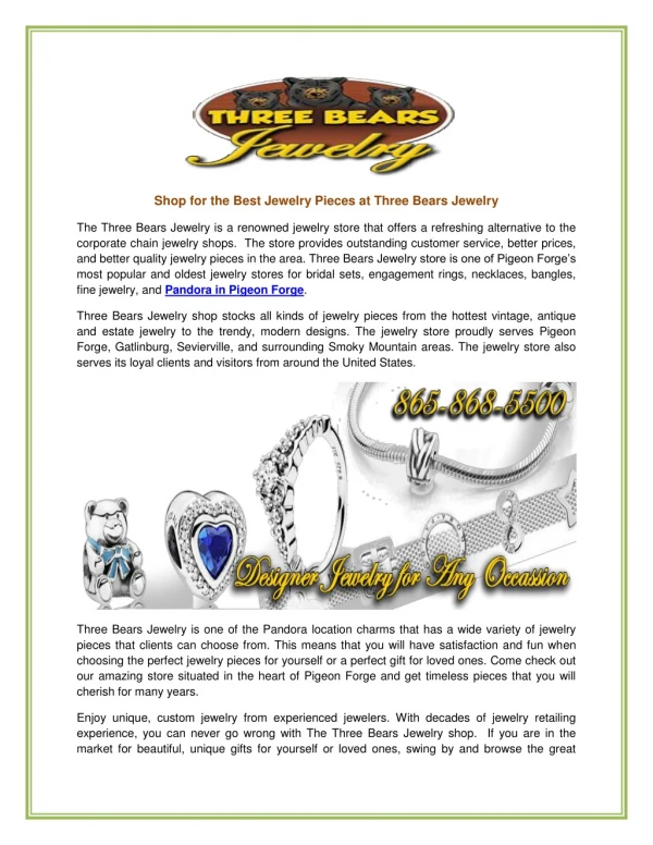 Shop for the Best Jewelry Pieces at Three Bears Jewelry