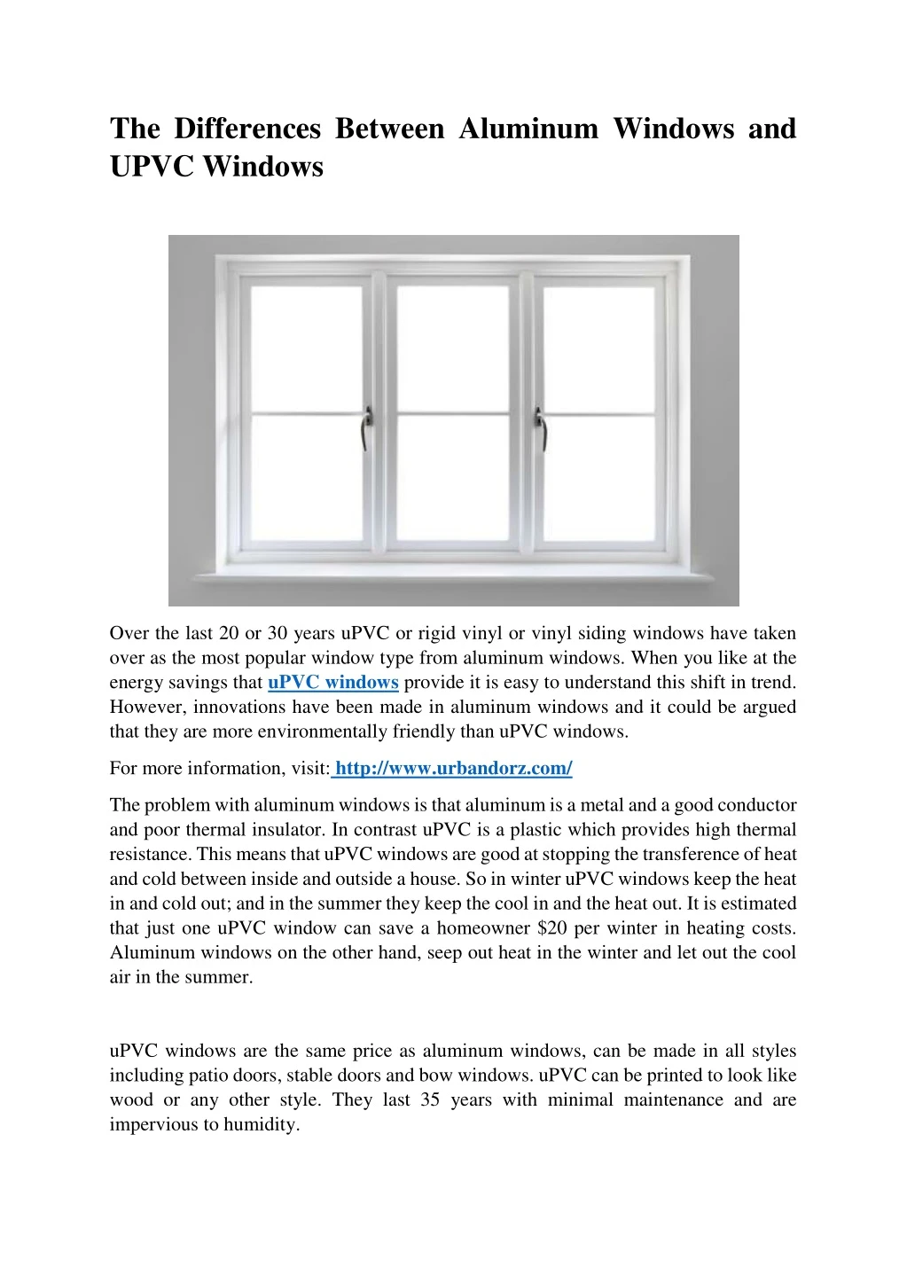 the differences between aluminum windows and upvc