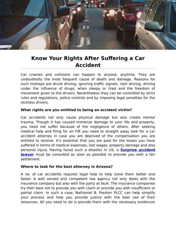 Know Your Rights After Suffering a Car Accident
