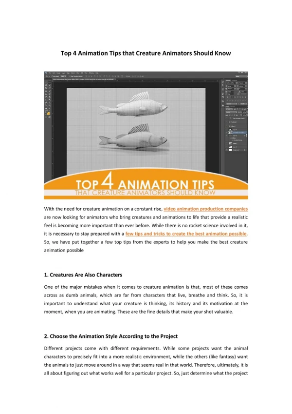 Top 4 Animation Tips that Creature Animators Should Know
