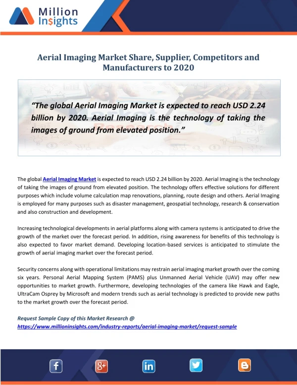Aerial Imaging Market Size & Forecast Report 2012 - 2020