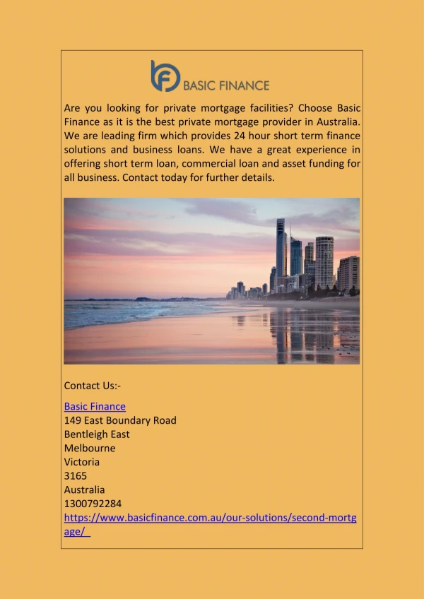 Private Mortgages Facilities in Australia