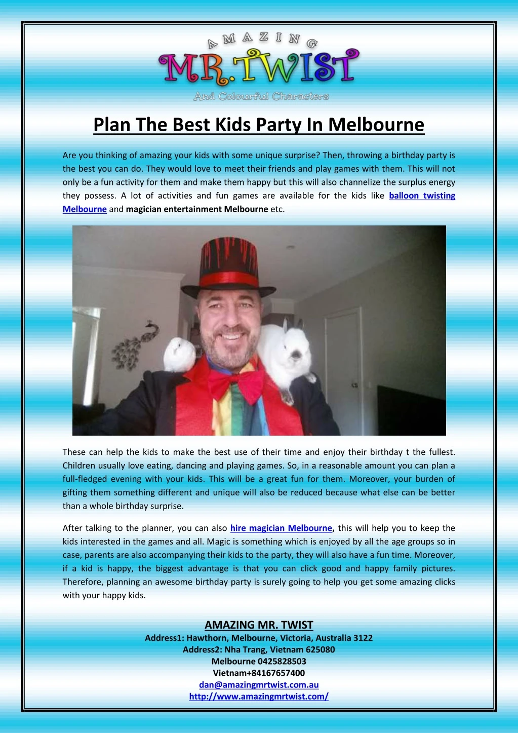 plan the best kids party in melbourne