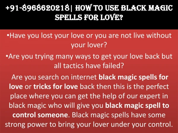 How to use black magic spells to love