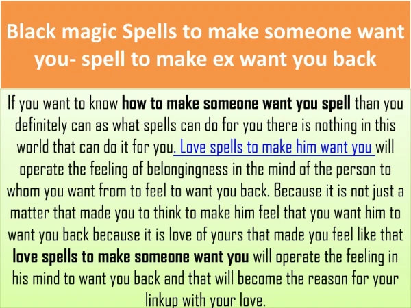 Black magic spells to make someone want you