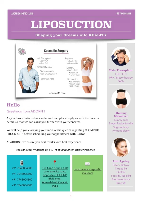 COSMETIC SURGERY INDIA | Gujarat | Ahmedabad