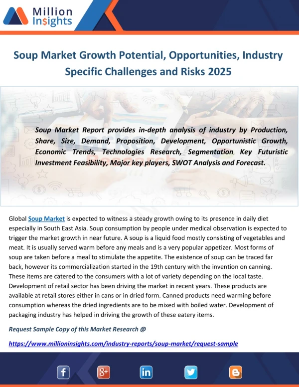 Soup Market Growth Potential, Opportunities, Industry Specific Challenges and Risks 2025