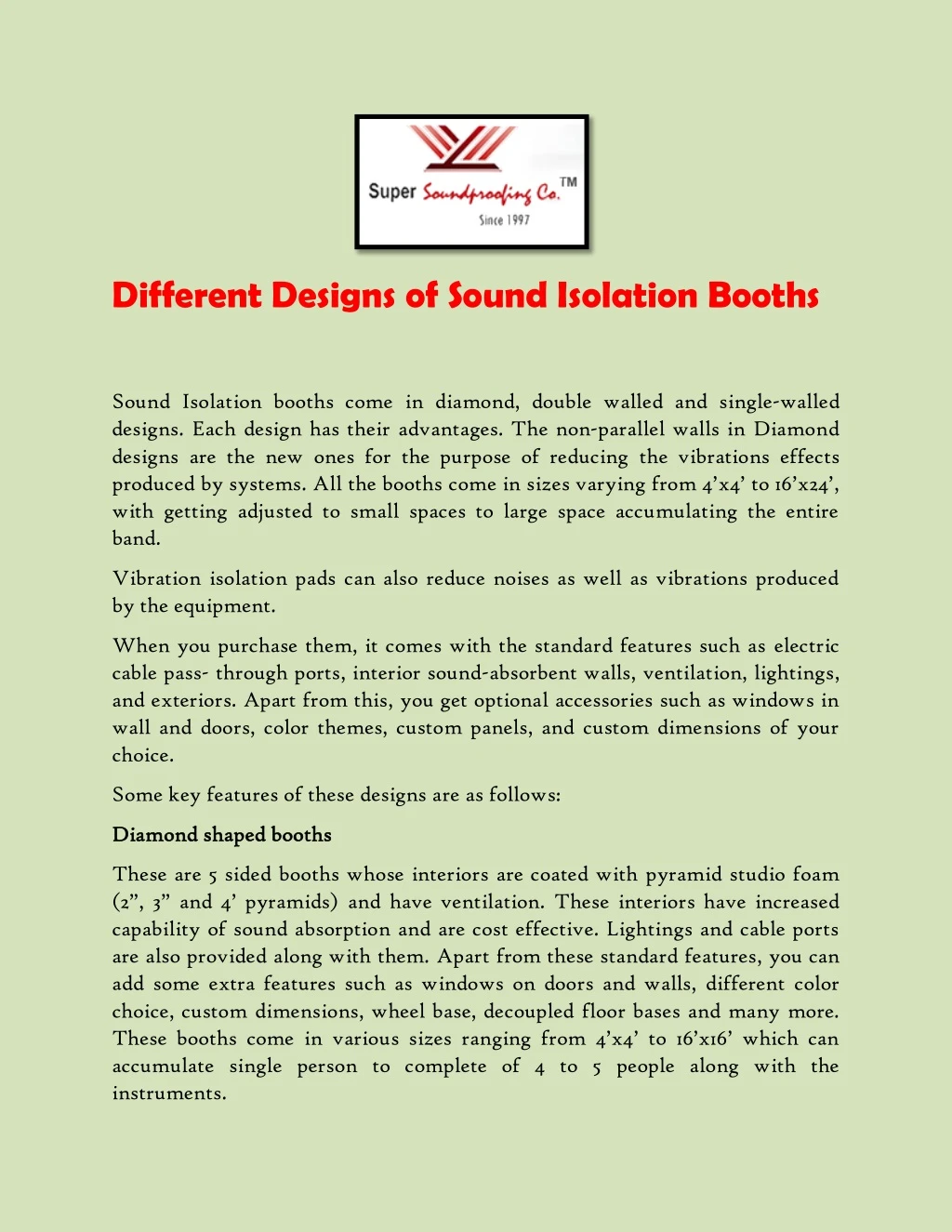 different designs of sound isolation booths