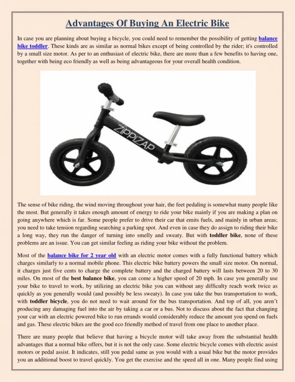 Advantages Of Buying An Electric Bike