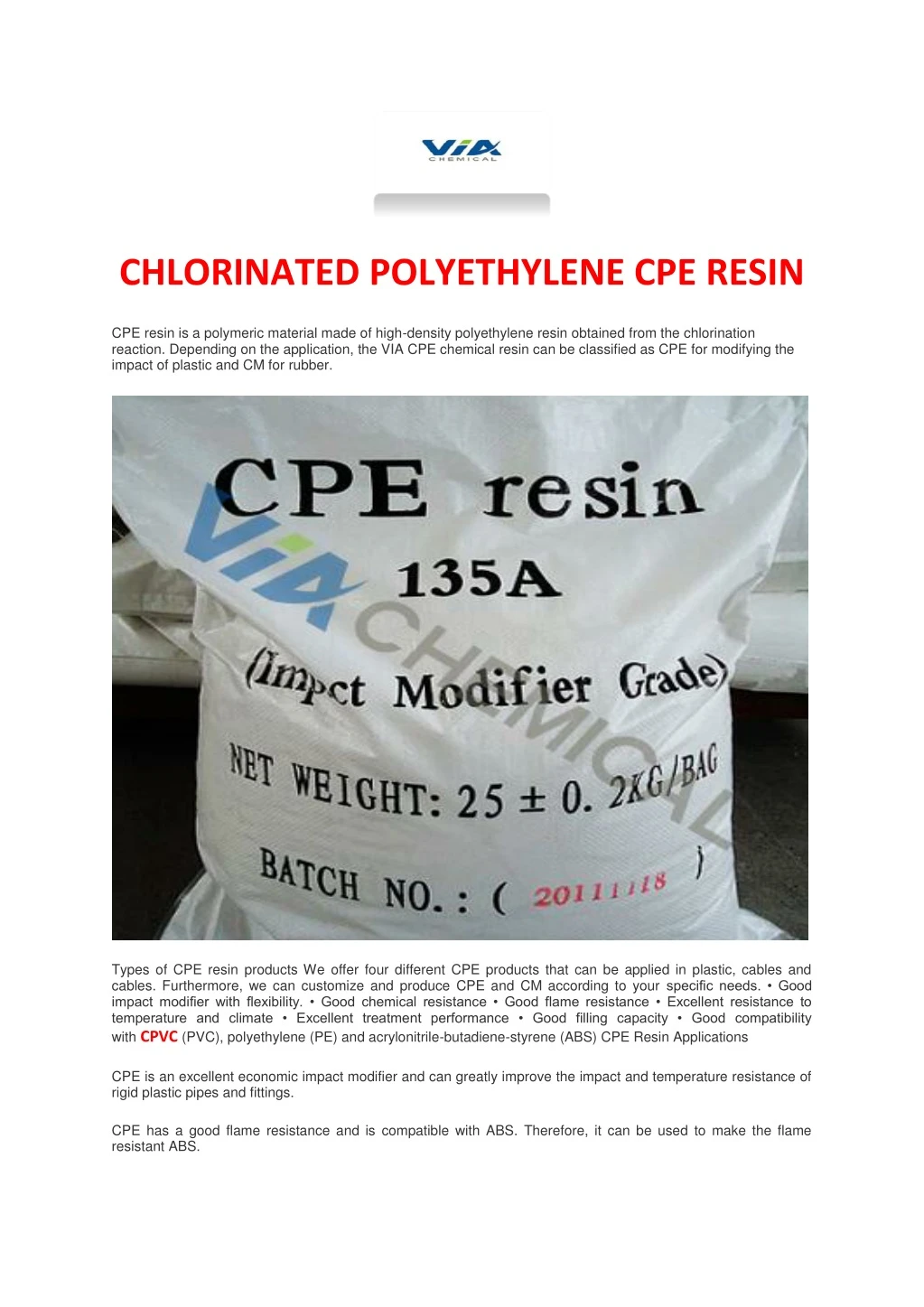 chlorinated polyethylene cpe resin