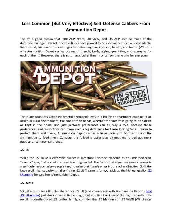 Less Common (But Very Effective) Self-Defense Calibers From Ammunition Depot