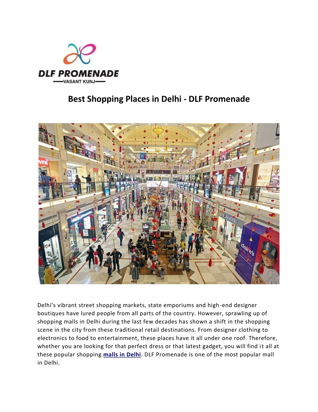 best shopping places in delhi dlf promenade